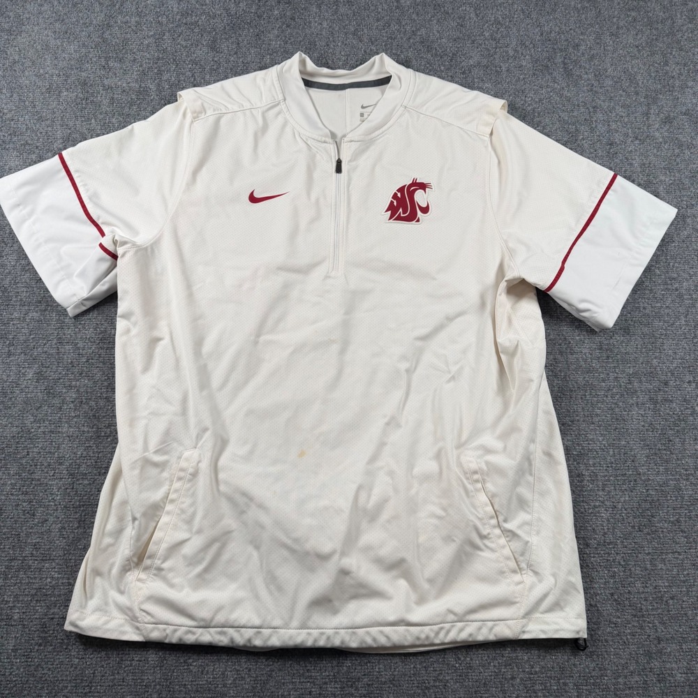 Nike WSU Cougars Pullover Mens XXL Cream Quarter Zip Windbreaker 11942